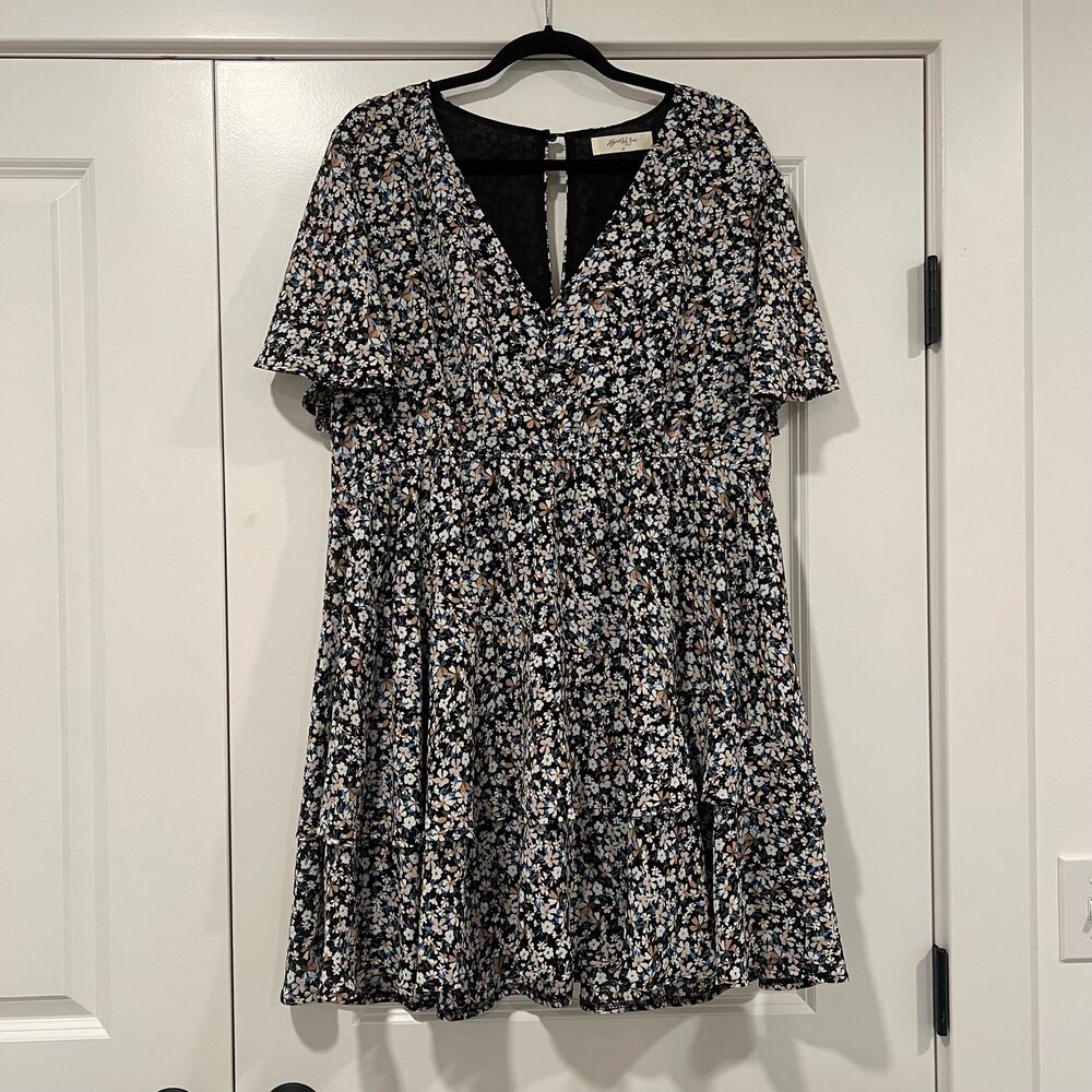 A Beautiful Soul Women's Mini Floral Dress with‎ Ruffles Size A 1X Plus Size